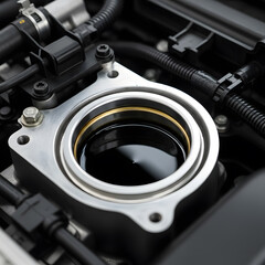 Close-Up of Dark Oil in Car Engine Fill Port