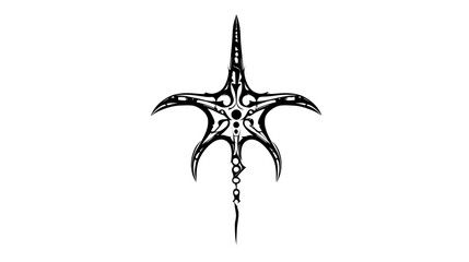 Abstract Stylized Star Symbol with Intricate Organic Details. Symmetrical Vector Graphic Design Element on White Background.