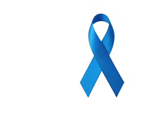 A single blue ribbon symbol of awareness, isolated on transparent background
