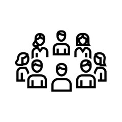 Minimalist Line Art Team and Leadership Group Vector Image for Management and User Interface