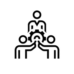 Monochrome Icon Representing Team Leadership, Management, and Collaborative Process Vector Image
