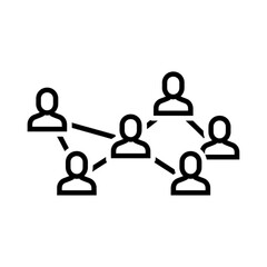 Monochrome Line Icon Representing Social Network, Users, and Connection Grid Vector Image