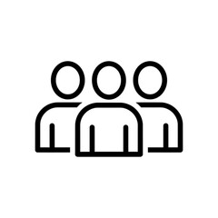 Monochrome Minimalist Outline Icon of Three Users or Team Members Vector Image
