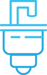 Simple line icon of a sink faucet plumbing fixture isolated