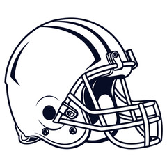 American Football Helmet with Stripes Outline on White Background Keywords: American football