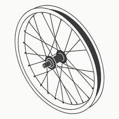 Isometric Bicycle Wheel with Thin Spokes and Hub bike wheel tire