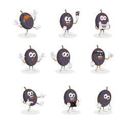 Unique Velvet Fruit Mascot Character Vector Set with Nine Poses