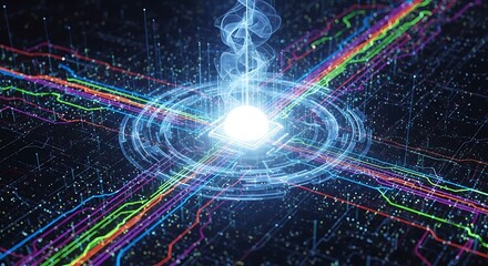 Abstract Digital Technology Concept Data Flow and Information Processing Visualization