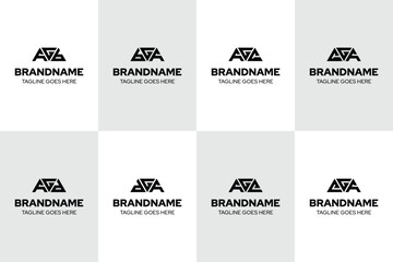 Letters AGB BGA AGC CGA AGD DGA AGE EGA Logo Set