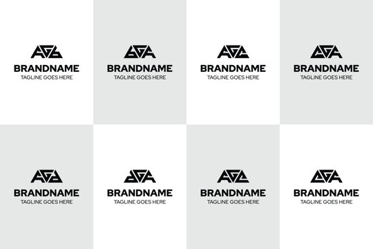 Letters AGB BGA AGC CGA AGD DGA AGE EGA Logo Set