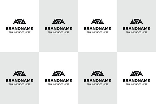 Letters AFJ JFA AFT TFA AFS SFA AFZ ZFA Logo Set