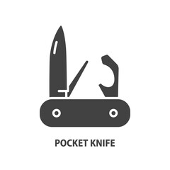 Pocket knife glyph icon. Multi knife vector sign.