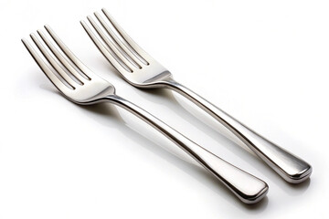 Crossed Antique Silver Forks on White Background