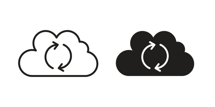 Cloud sync icons set. Pixel Perfect scalable icons.