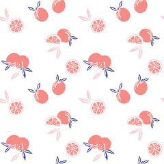 Obraz premium Fruit seamless pattern citrus orange background