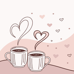 2 cups of coffee with hearts