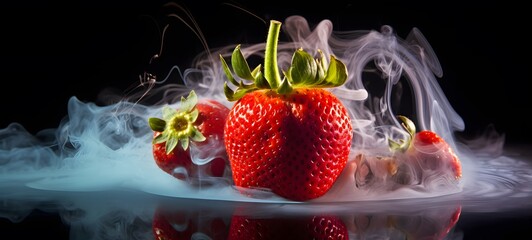 a light strowberry coming out of the smoke ,generative AI
