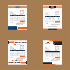 Modern Invoice Layout in a Bundle of Four. Creative Layout Display for Promotion.