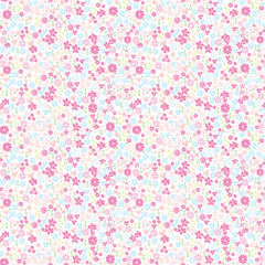 Floral seamless pattern with small Pink flowers on white