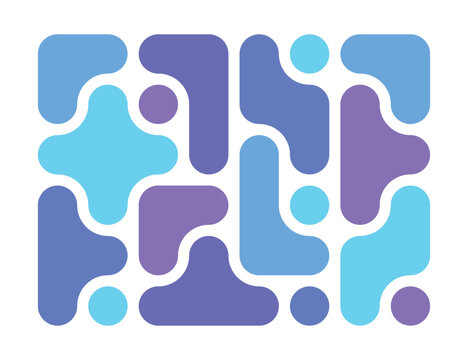 Abstract modern pattern made of metaballs. Vector rounded shapes with connected dots. Vector illustration isolated on a white background.