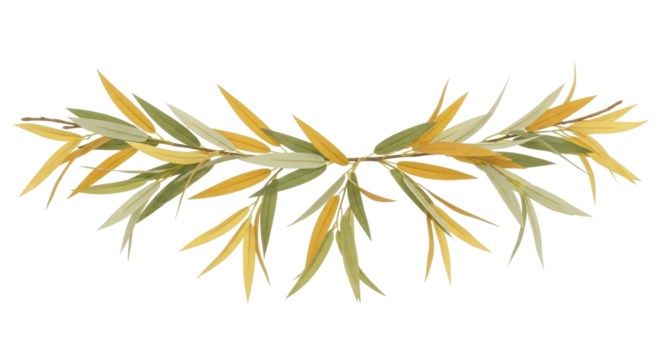 Isolated garland of autumn leaves, nature branch, elegant decoration, autumnal wreath