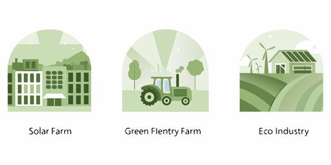 Green energy and sustainable living solar farming and eco industry concepts
