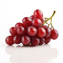Fresh bunch of red grapes isolated on white for a healthy, sweet, and juicy food image