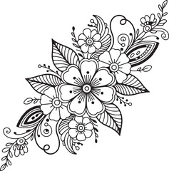 Abstract floral design with leaves and flowers pattern
