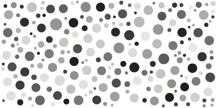 Random halftone. Pointillism style. Background with irregular, chaotic dots, points, circle. Abstract monochrome pattern. Black and white color. Vector illustration