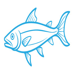Blue Fish Outline