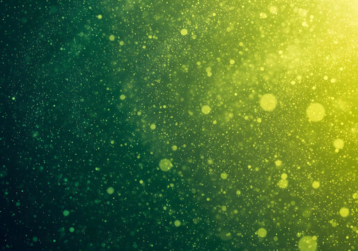 Abstract green and yellow bokeh background texture | Bright neon lime green particle dust overlay effect | Magical sparkling glitter backdrop for spring designs | Vibrant emerald green light streaks