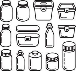 Vector illustration of milk and food products set