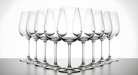 Elegant wine glasses lined up in preparation for a sophisticated new year celebration