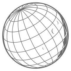 Outline of a Globe with Grid Lines on White Background sphere Earth