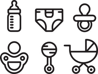 Baby icon set in simple vector design for health and medical themes