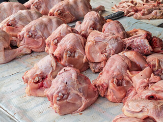 A selection of raw chicken, offering versatile possibilities for culinary creativity. This image captures poultry in its natural state before preparation, ideal for illustrating cooking and nutrition.