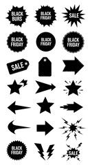 Black friday sale design with abstract shapes and modern typography for promotional materials