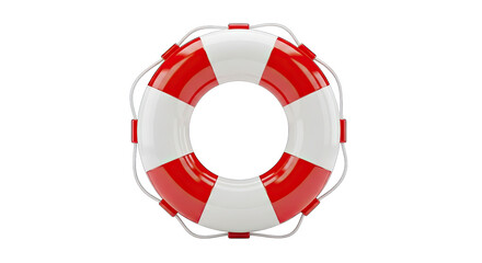 Vibrant red and white lifebuoy, essential water safety equipment