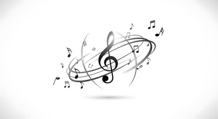 Dynamic Flowing Lines and Notes Representing Rhythm and Song