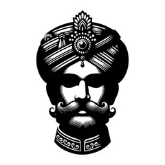 Front Face of an Indian Maharaja of older centuries vector image illustration