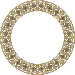 Vector black and gold round gothic ornament. Medieval European circle, ring, border. Classic pattern of the Germans, Angles, Saxons, Franks.