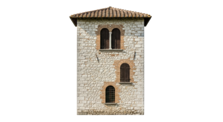 Isolated medieval stone tower, exterior view, a historical building from an old European city