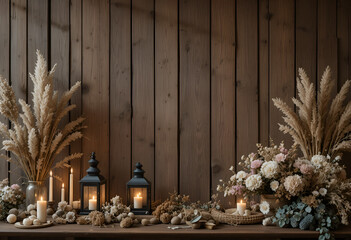Rustic decoration with wooden textures