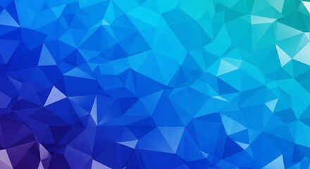 Abstract geometric background featuring a vibrant gradient of blue and teal low-poly triangle shapes.