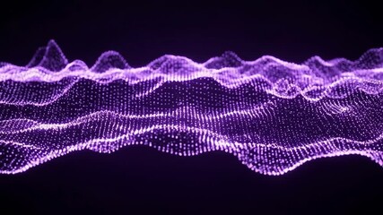 Abstract purple waveform emanating as digital mesh, illuminating technology background. Purple waveform shows virtual data streams, perfect for visual representations. - Powered by Adobe