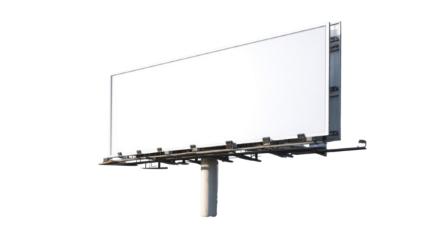 Large blank billboard with empty advertising space and clear surface for marketing campaigns captured in high-resolution isolated on white background