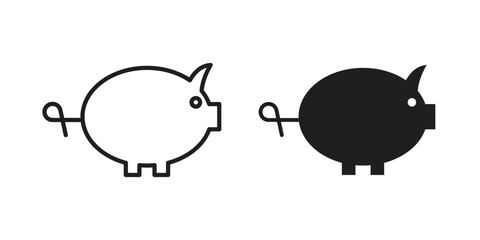 Piggy bank icons set. Pixel Perfect scalable icons.