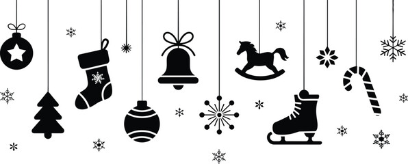 tree, star, stocking, bell, snowflake, candy cane, perfect for cards, decor, seasonal clipart