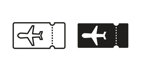 Plane Ticket icons set. Pixel Perfect scalable icons.
