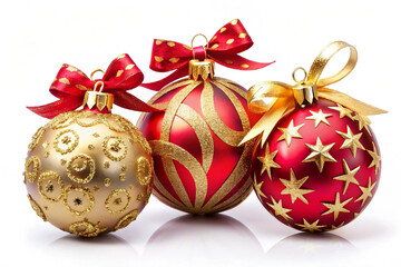 Ornaments stacked on bright white background